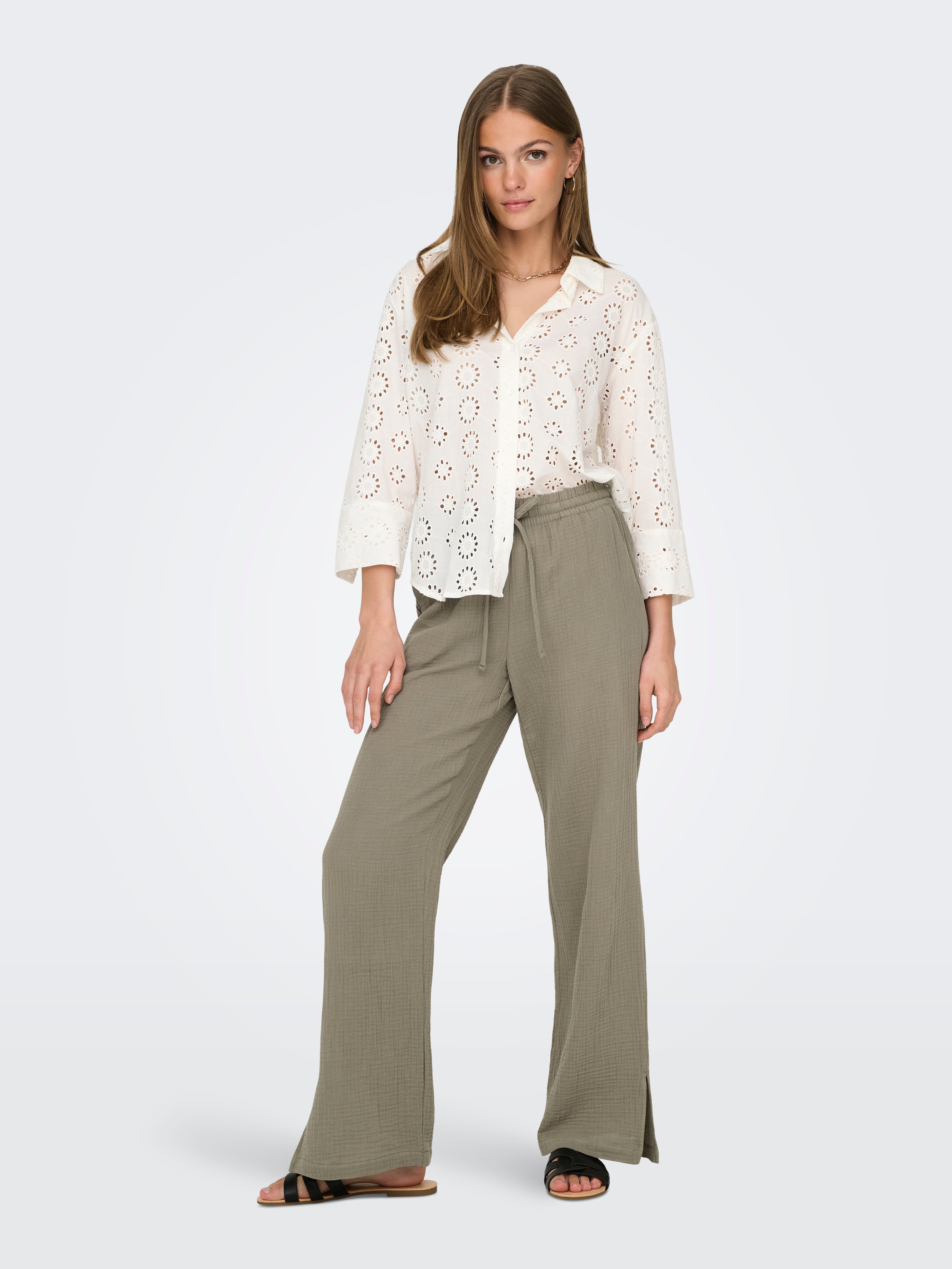 JDYTHEIS Cintura media Corte wide leg Pantalones de pernera ancha