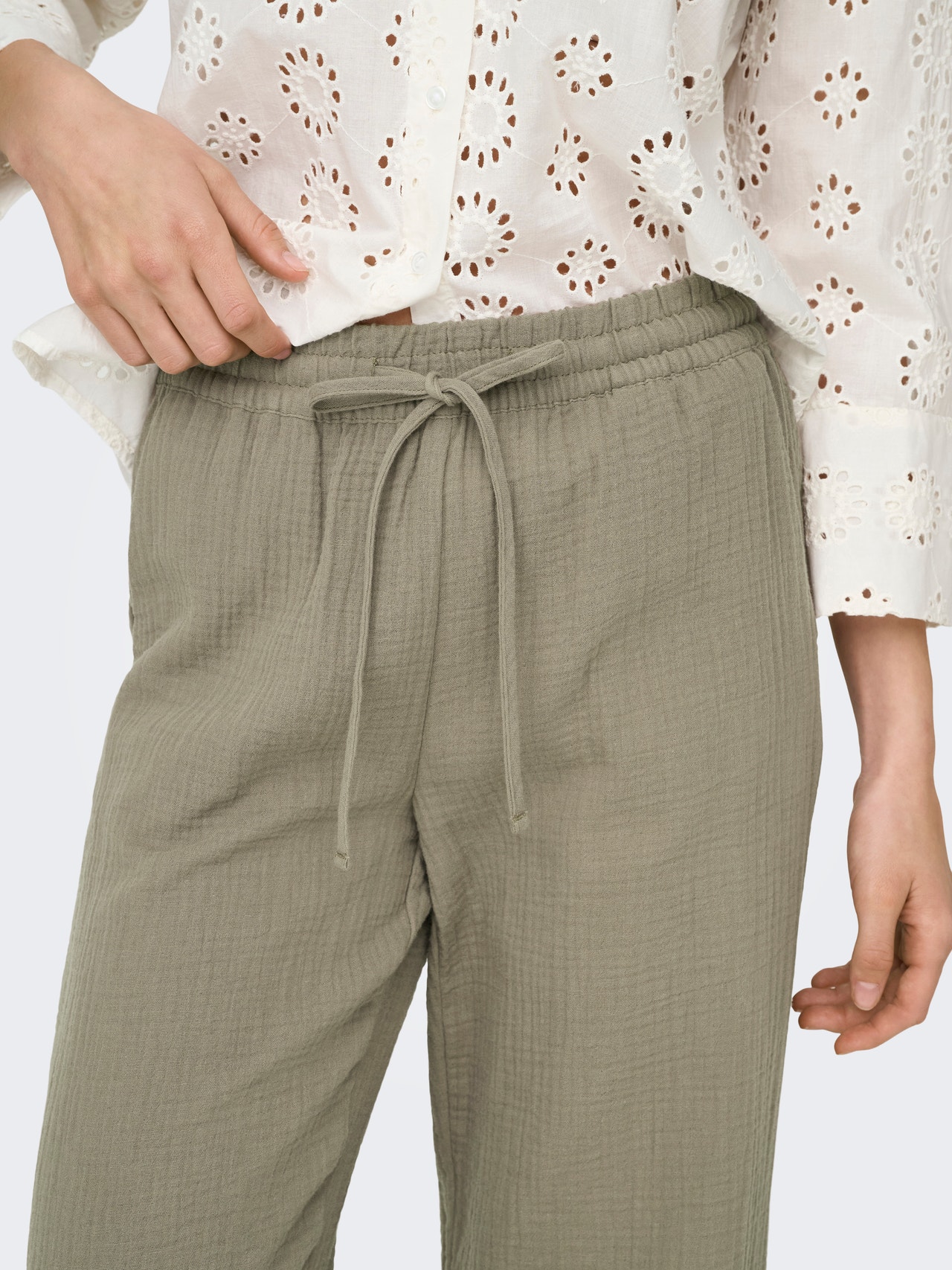 ONLY Wide leg trousers with slit -Brindle - 15271020