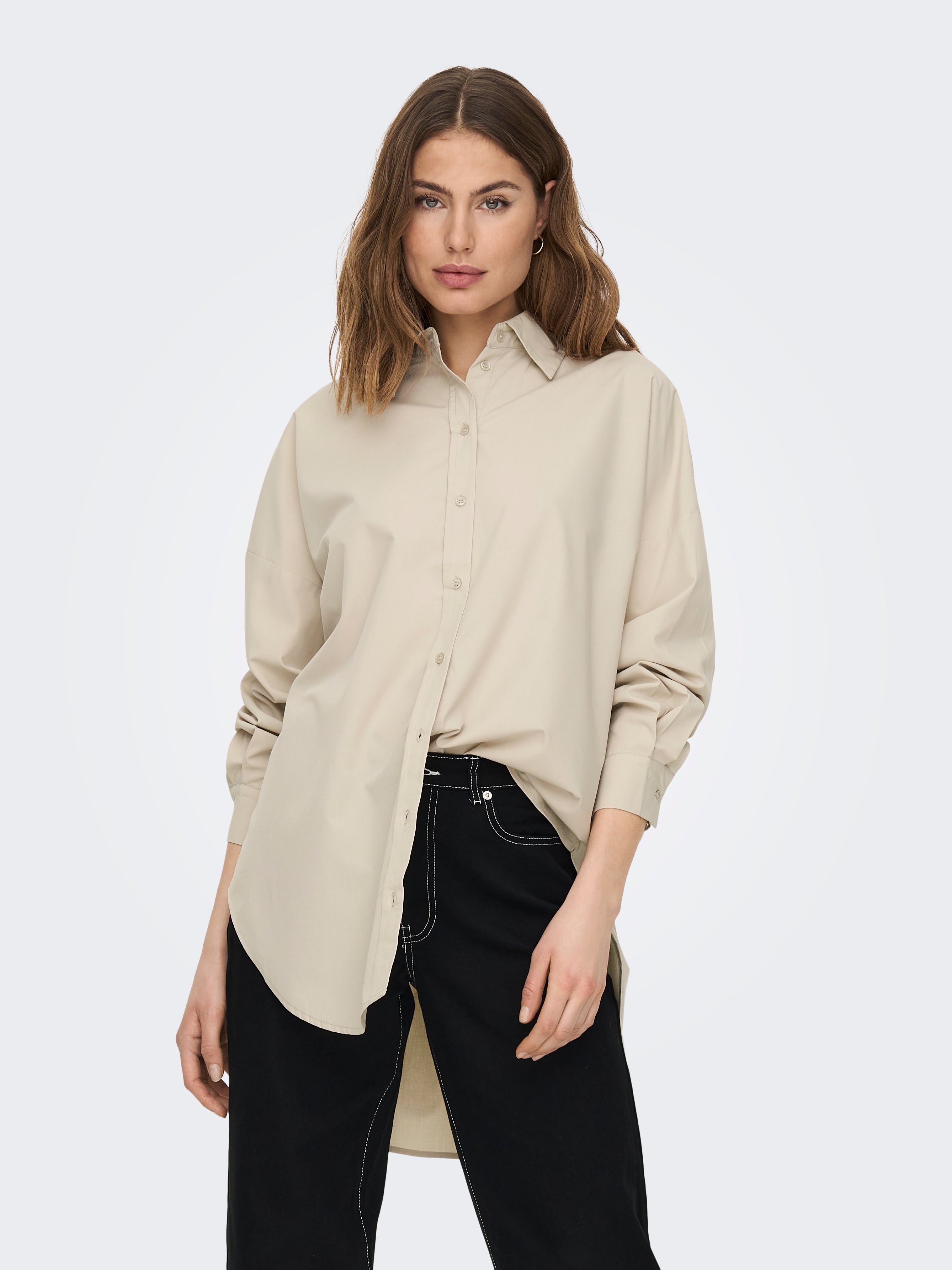women in shirt only