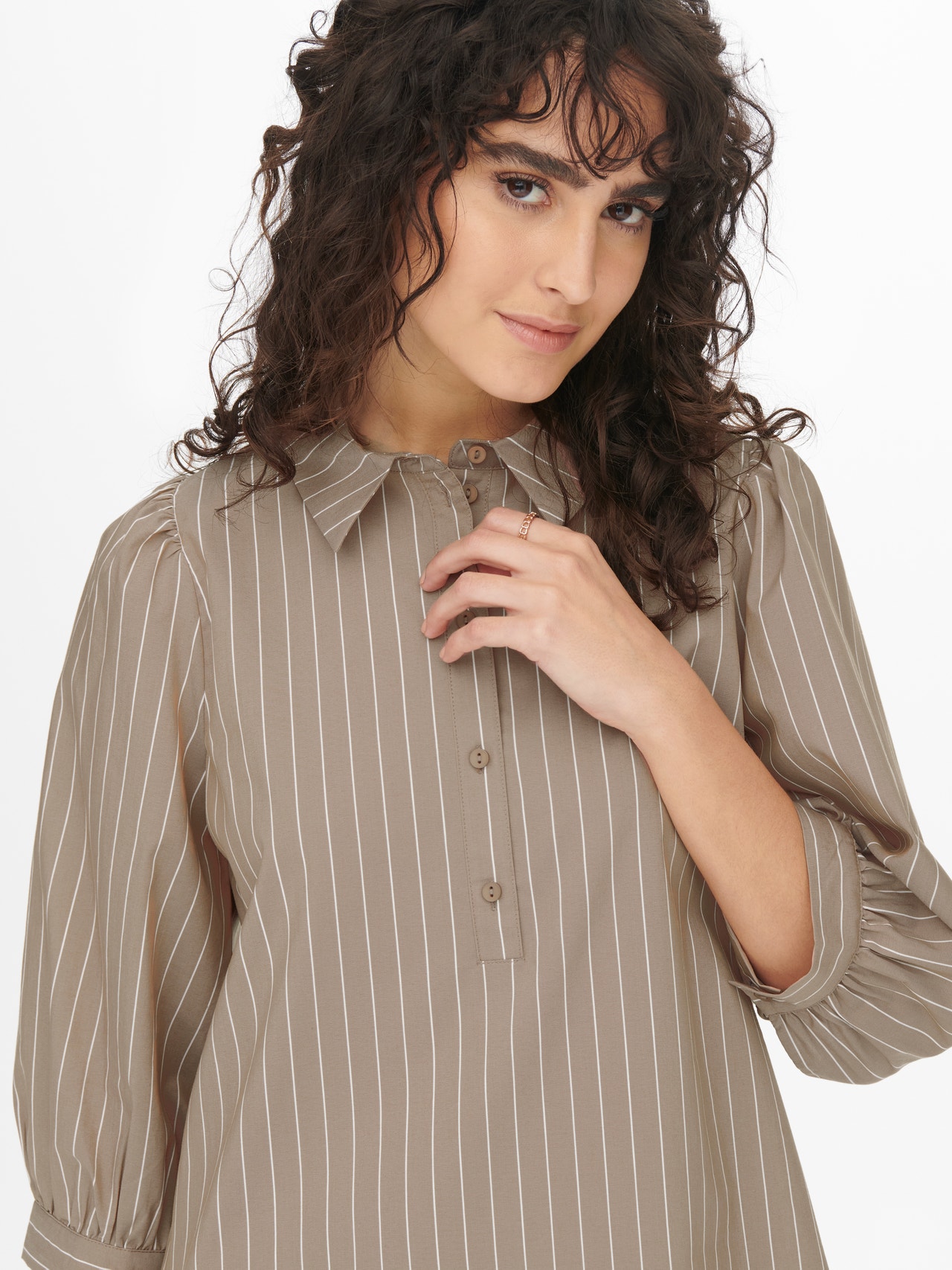 ONLY 3/4 long sleeve shirt dress -Toasted Coconut - 15271183