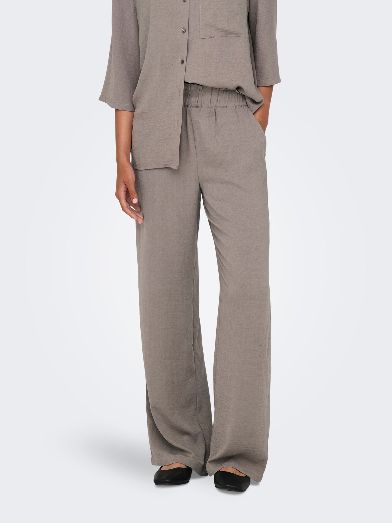 ONLY Highwaisted Wide Pants -Driftwood - 15271184