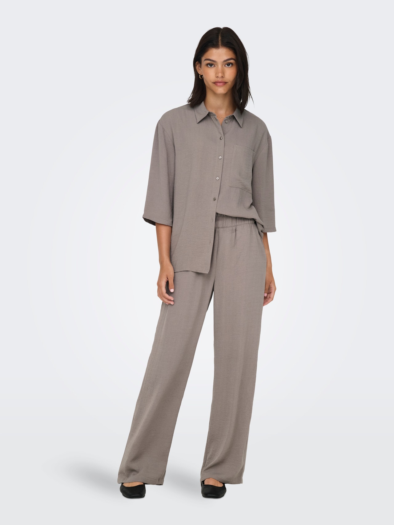 ONLY Highwaisted Wide Pants -Driftwood - 15271184