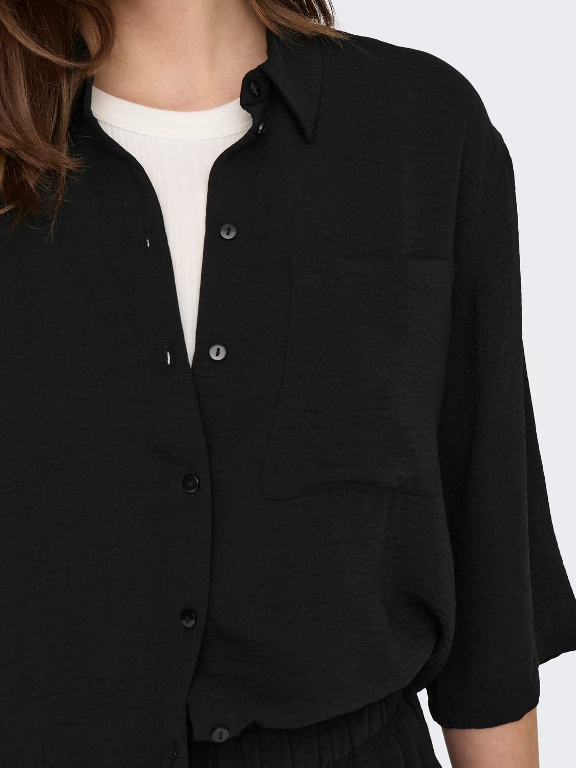 ONLY Regular fit Overhemd kraag Volumineuze mouwen Overhemd -Black - 15271186