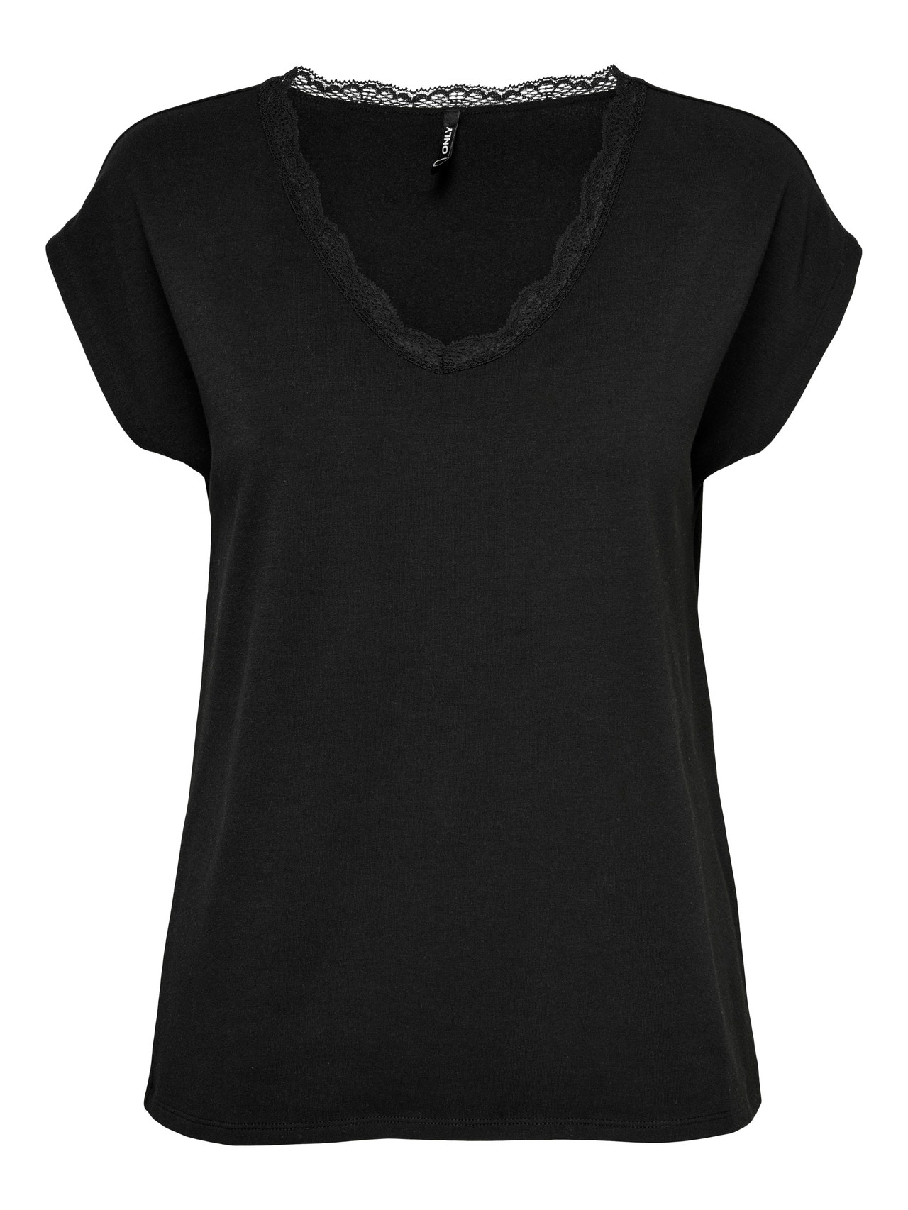 ONLY Top with lace edge -Black - 15271263