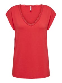 ONLY Top with lace edge -Cayenne - 15271263