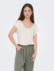 ONLY Tavapärane lõige V-kaelus Top -Cloud Dancer - 15271263