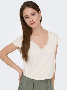 ONLY Tavapärane lõige V-kaelus Top -Cloud Dancer - 15271263