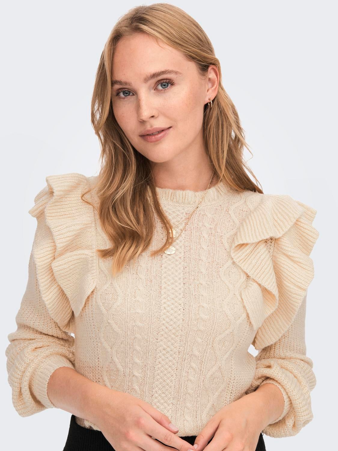 Frill sleeve Knitted Pullover | Off 