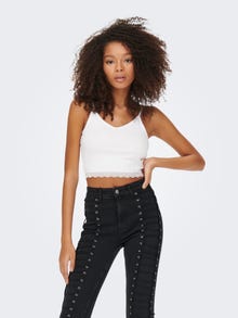 ONLY Cropped Fit Linne Topp -White - 15271310
