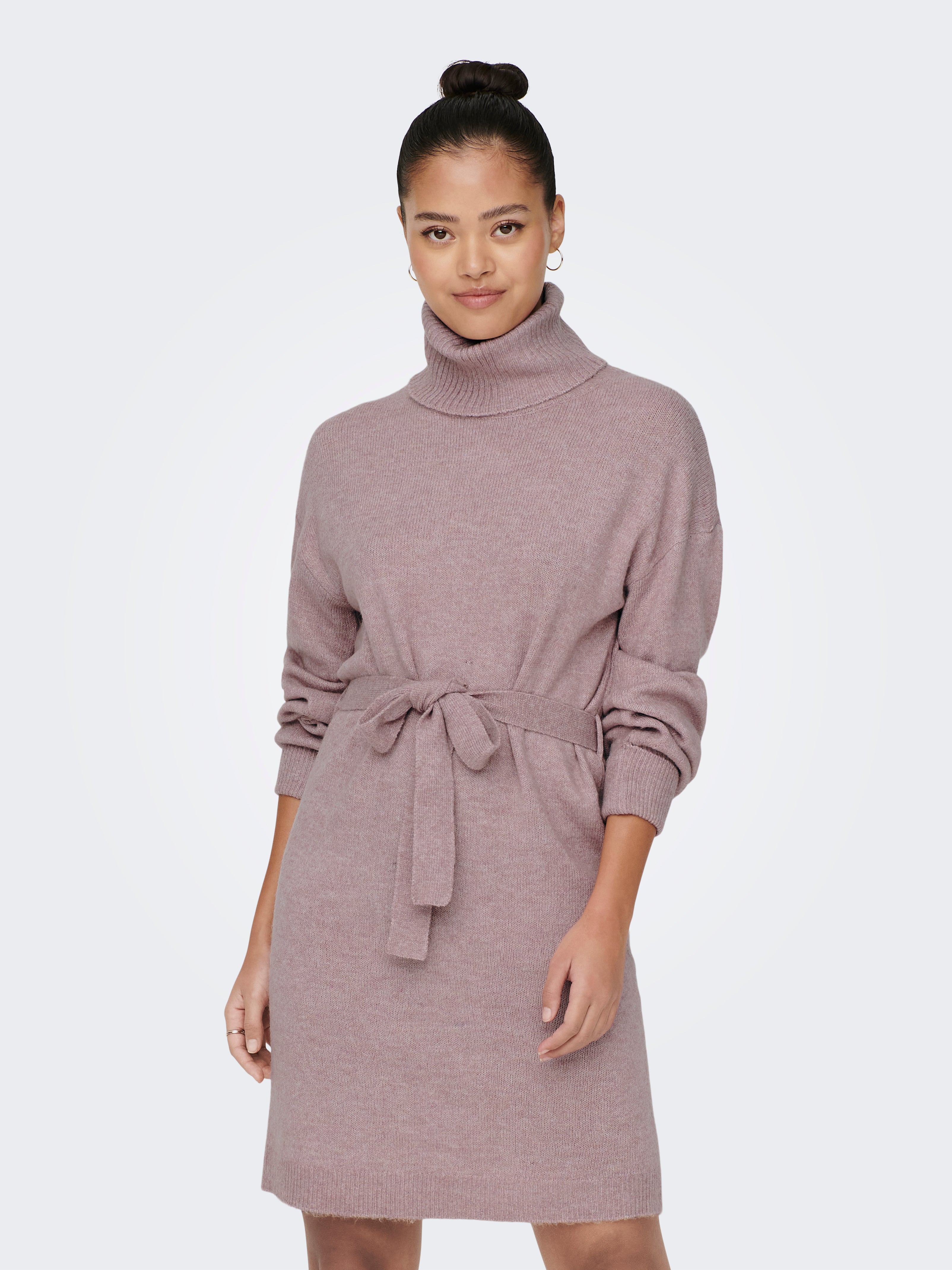 Roll Neck Knitted Dress | Light Purple 