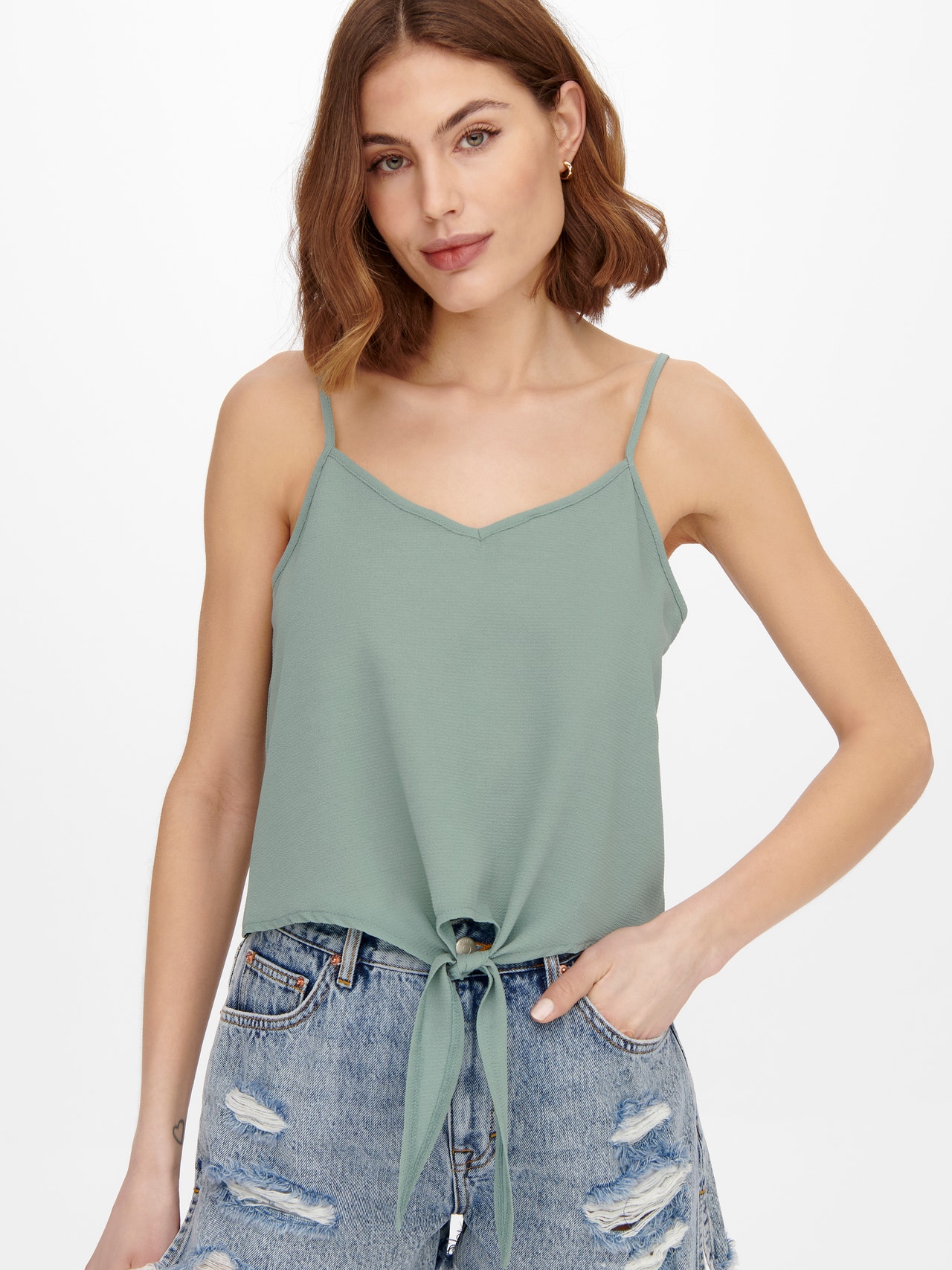 ONLY Knot detailed Top -Chinois Green - 15271357