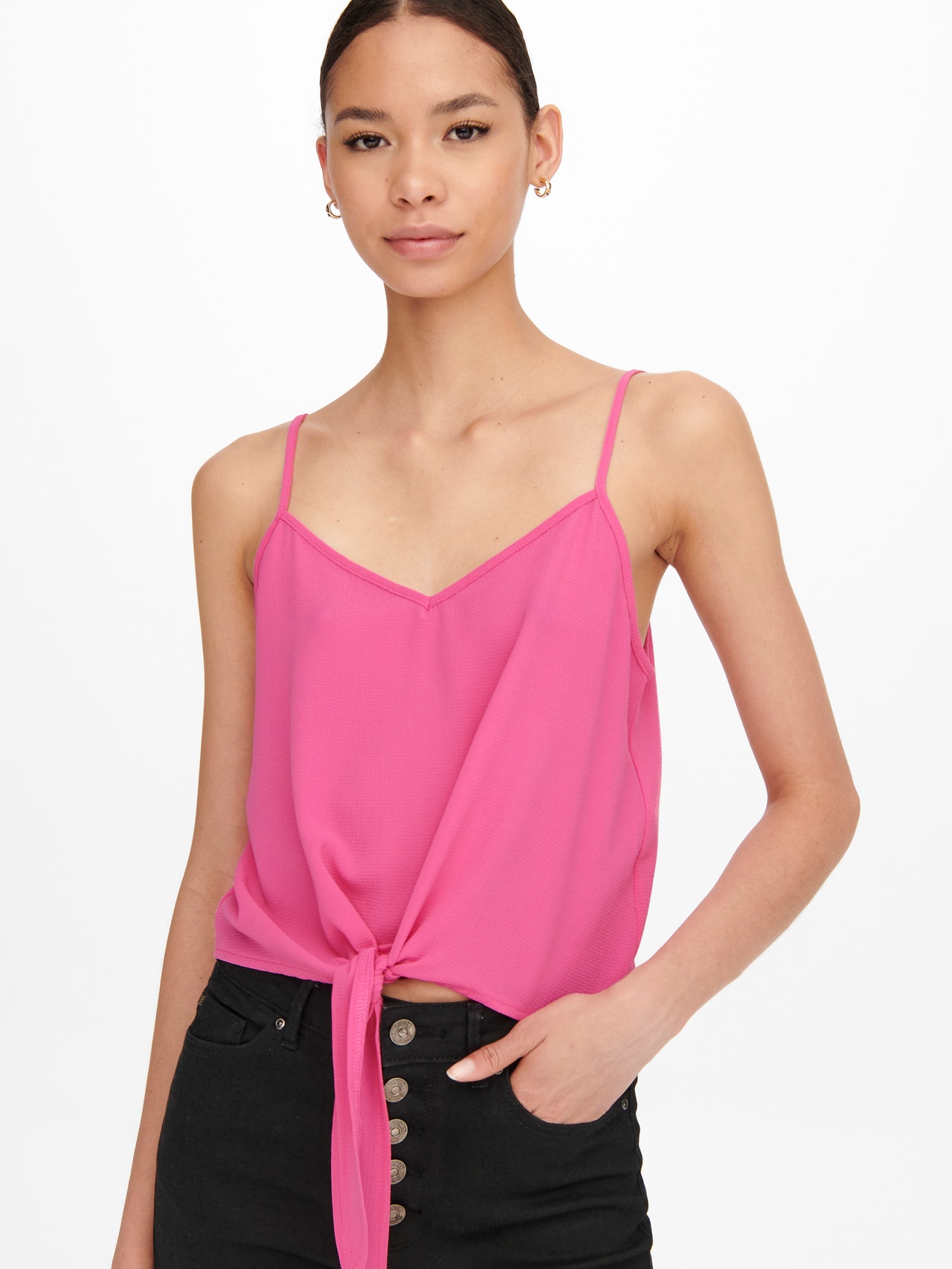 ONLY Knoopdetail Top -Carmine Rose - 15271357