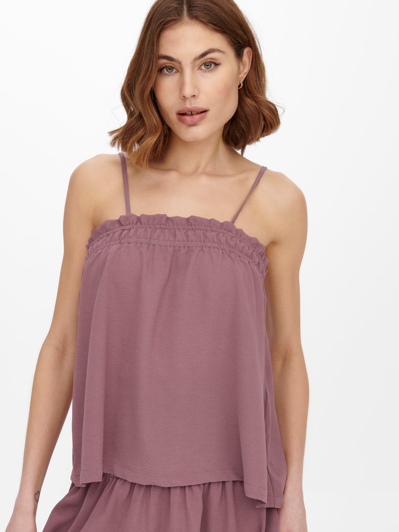 ONLY Solid colored strap top -Rose Brown - 15271377
