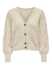 ONLY V-Neck High cuffs Balloon sleeves Knit Cardigan -Cement - 15271419