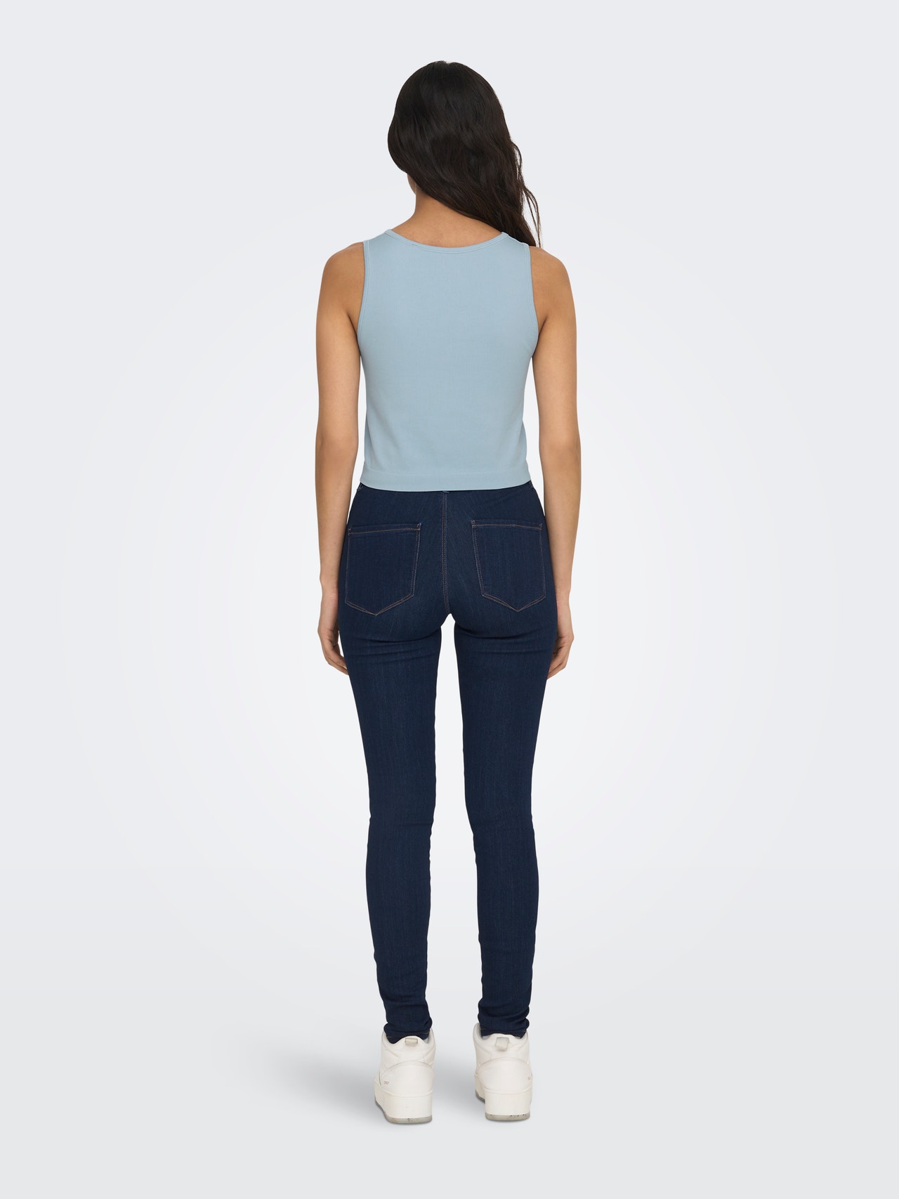 ONLY Cropped Fit Round Neck Tank-Top -Ashley Blue - 15271533