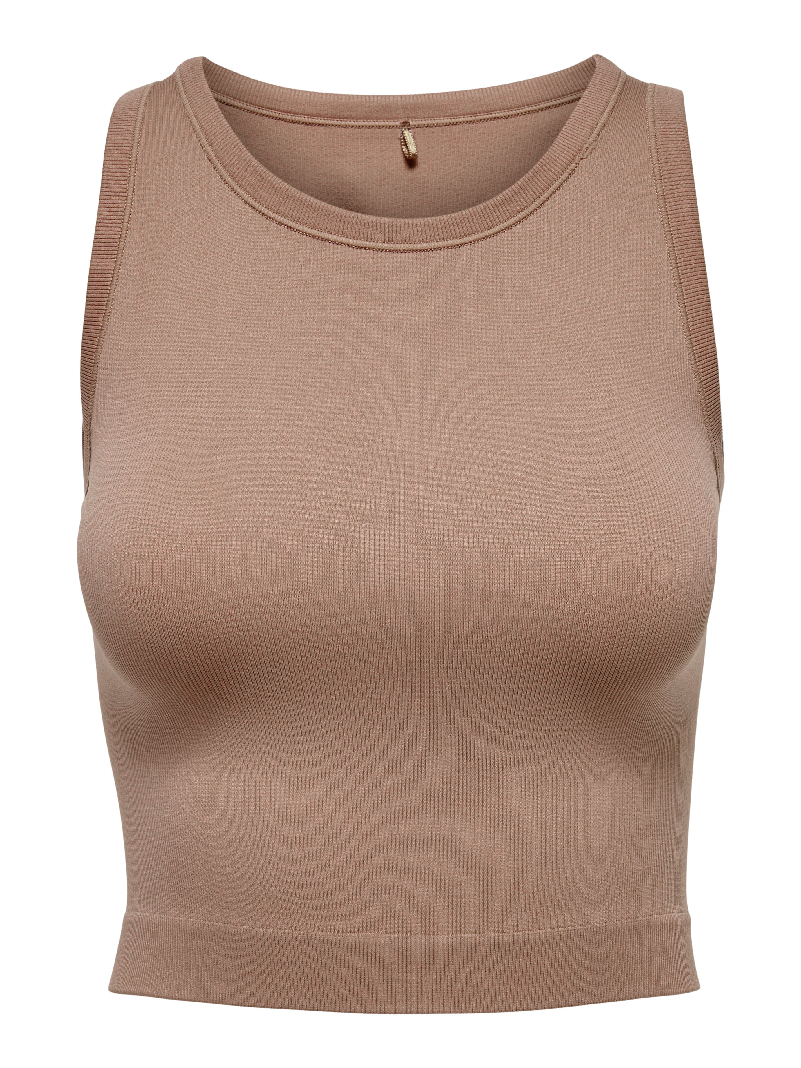 Wear Me Out WMO NWT Women L XL Beige Lt. Brown V Neck Ruched Racerback Tank  Top