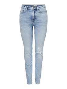 ONLY Jeans Flared Fit Taille haute Ourlets déchirés -Light Blue Denim - 15271616