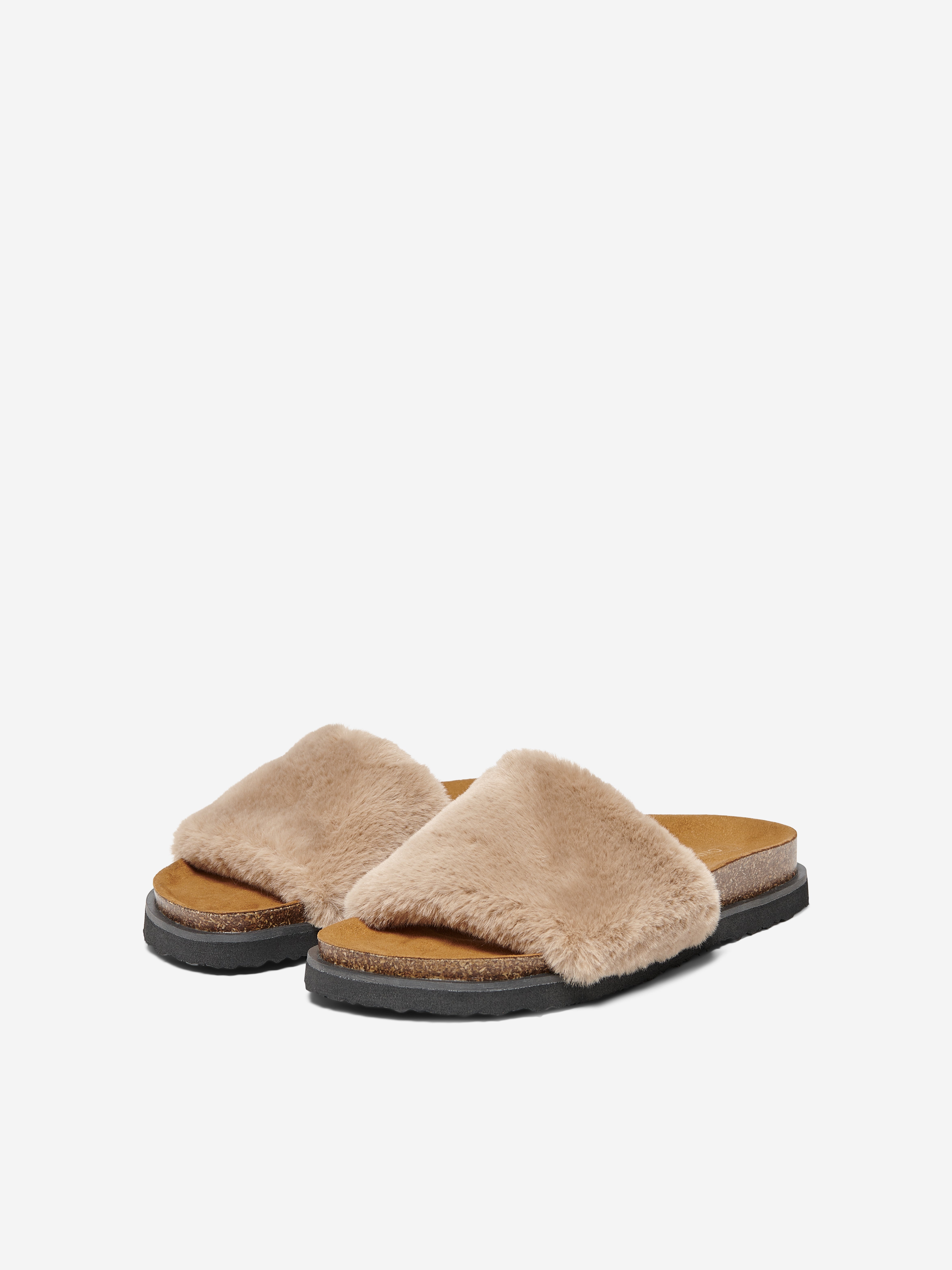 leather slides with fur