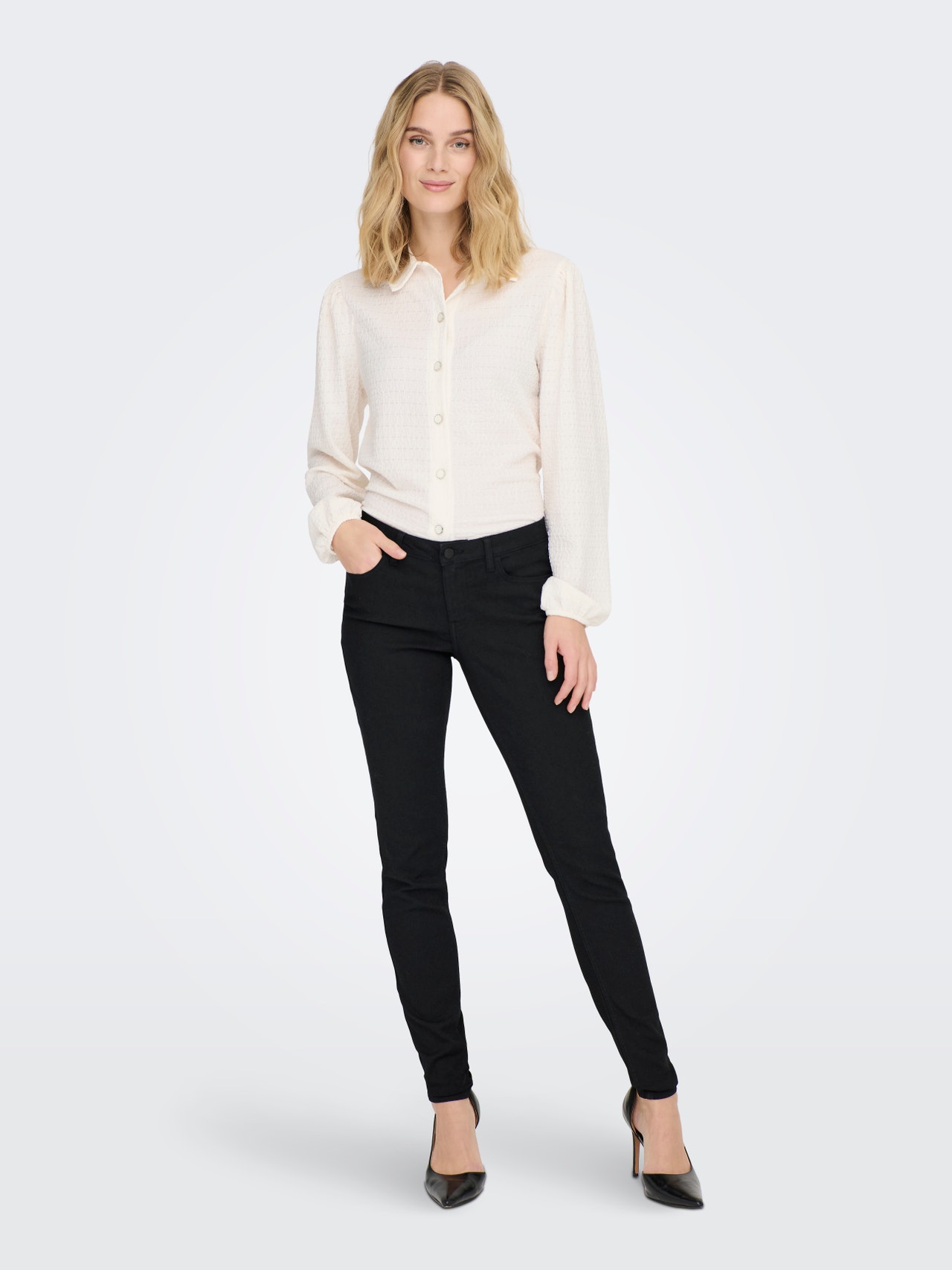 ONLY Skinny Fit Regular waist Jeans -Black Denim - 15271705