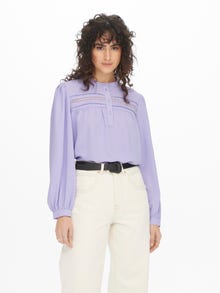 ONLY Loose Fit China Collar Buttoned cuffs Volume sleeves Top -Lavender - 15271743