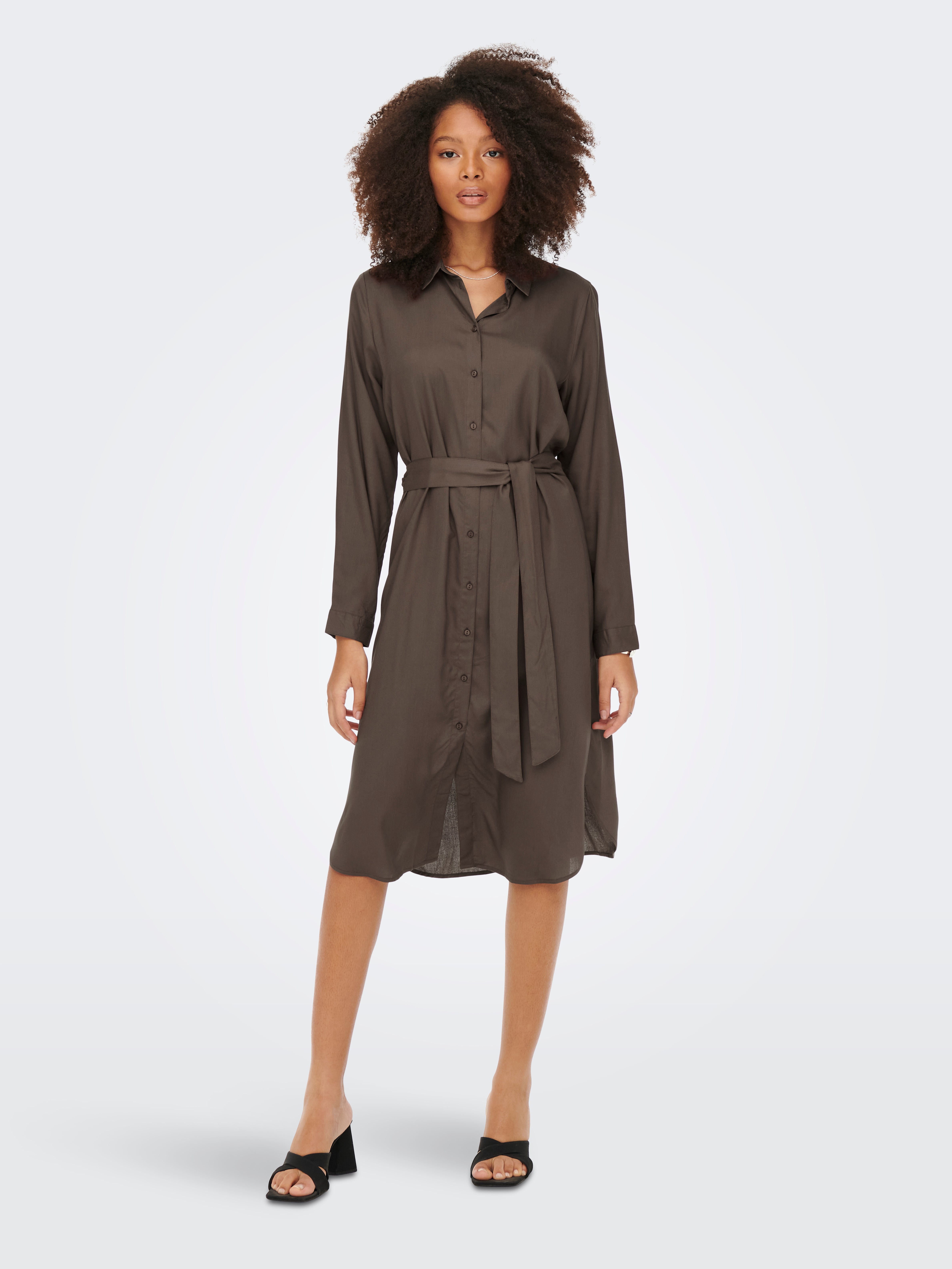 Womens belted best sale shirt dress