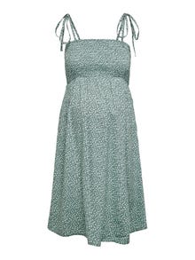 ONLY Regular fit Vierkante hals Zwangerschap Smalle bandjes Korte jurk -Chinois Green - 15272103