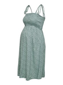 ONLY Regular fit Vierkante hals Zwangerschap Smalle bandjes Korte jurk -Chinois Green - 15272103