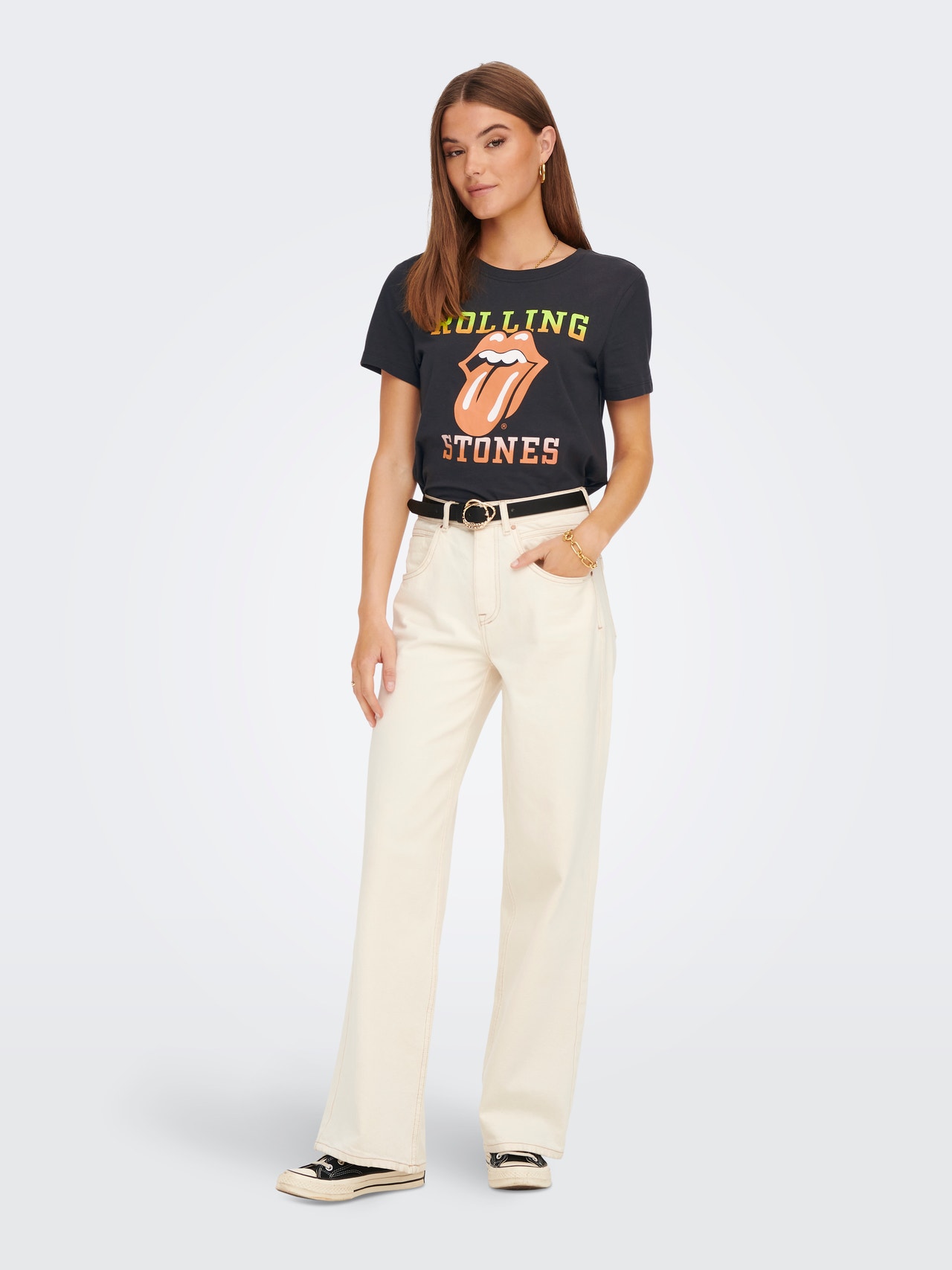 ONLY Rolling Stones-printet T-skjorte -Phantom - 15272165