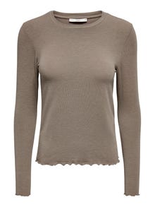ONLY Wave edge Long sleeved top -Walnut - 15272215