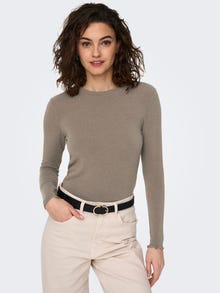 ONLY Wave edge Long sleeved top -Walnut - 15272215