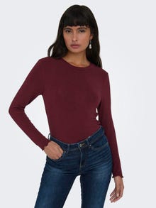 ONLY Wave edge Long sleeved top -Madder Brown - 15272215