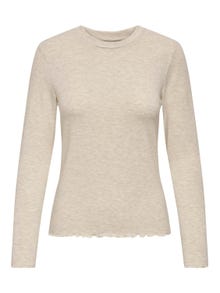 ONLY Wave edge Long sleeved top -Pumice Stone - 15272215