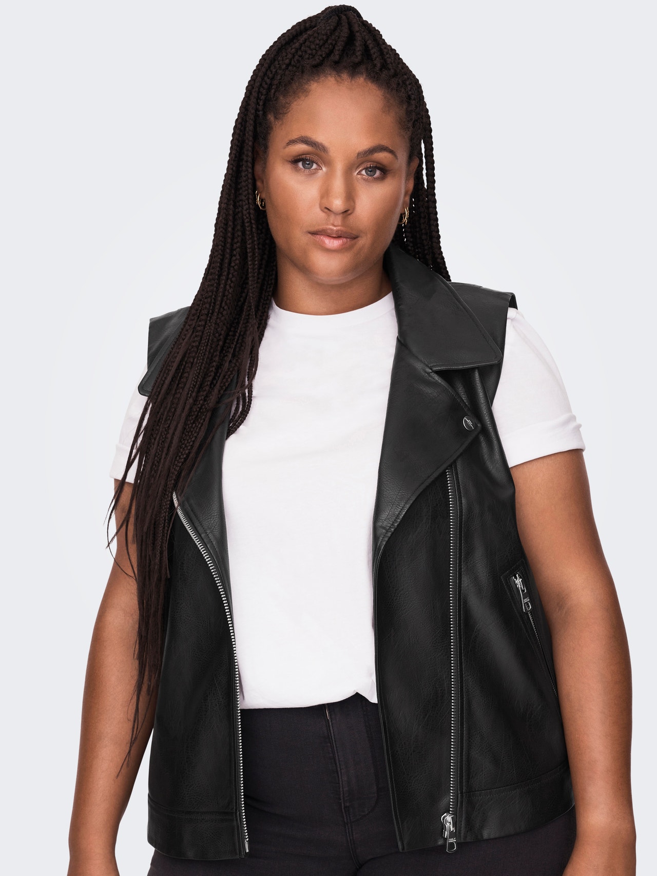ONLY Curvy Faux leather Waistcoat -Black - 15272268
