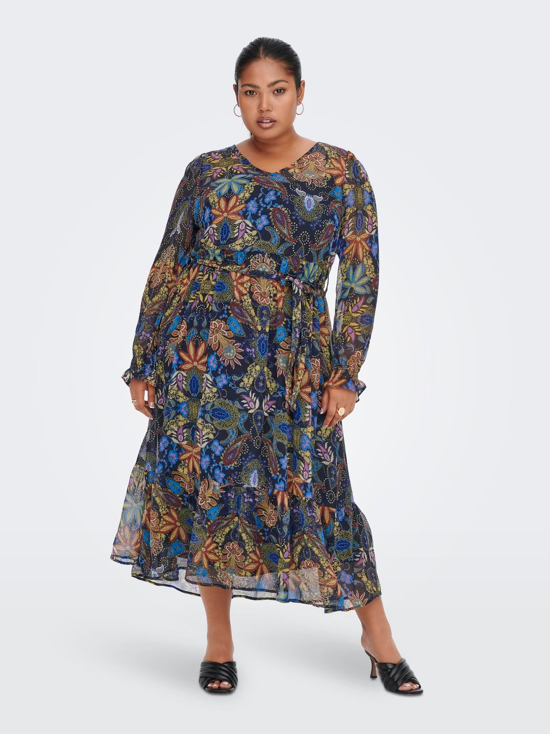 Curvy Long Sleeved Midi dress | Dark 