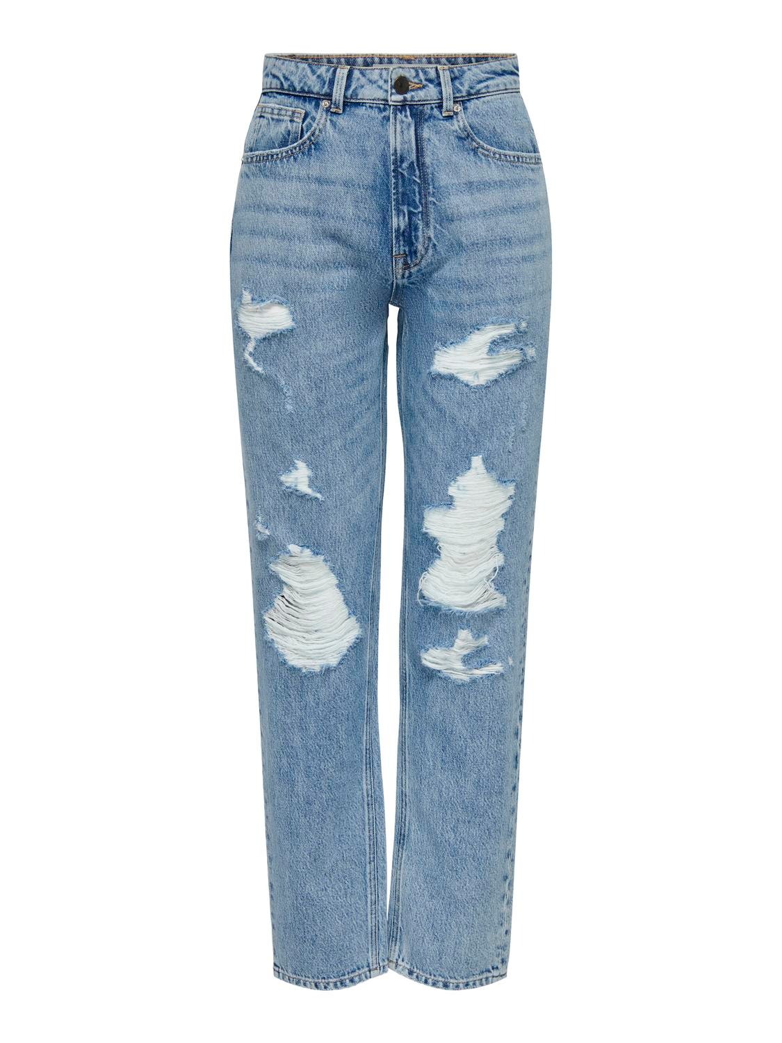ONLY Krój mom Wysoka talia Jeans -Medium Blue Denim - 15272365