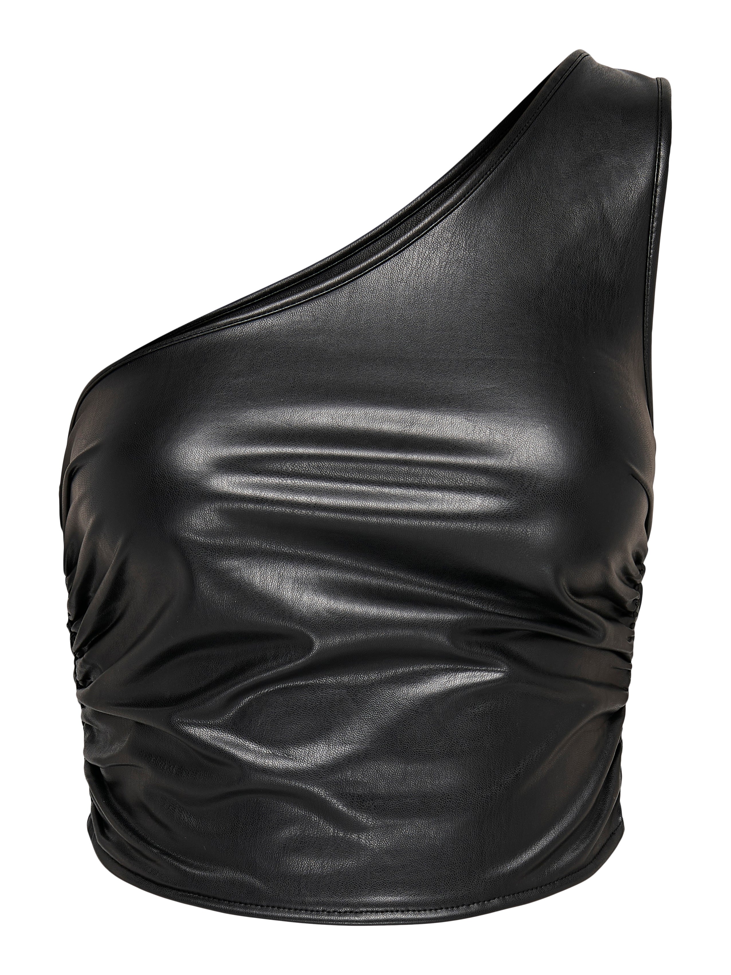 One shoulder leather on sale top