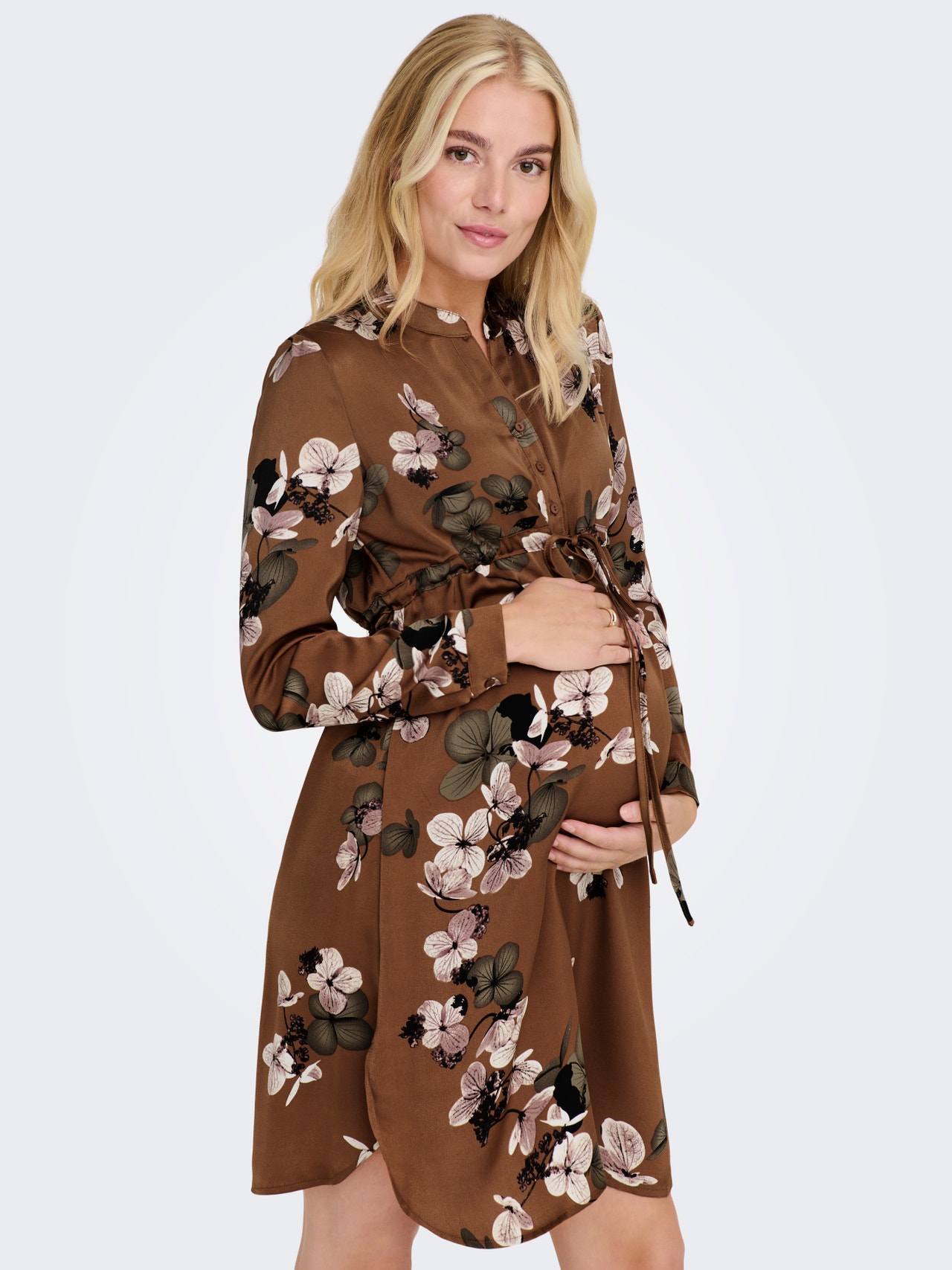 ONLY Regular Fit V-Neck Maternity Short dress -Argan Oil - 15272440