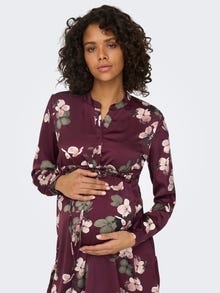 ONLY Regular Fit V-Neck Maternity Short dress -Winetasting - 15272440