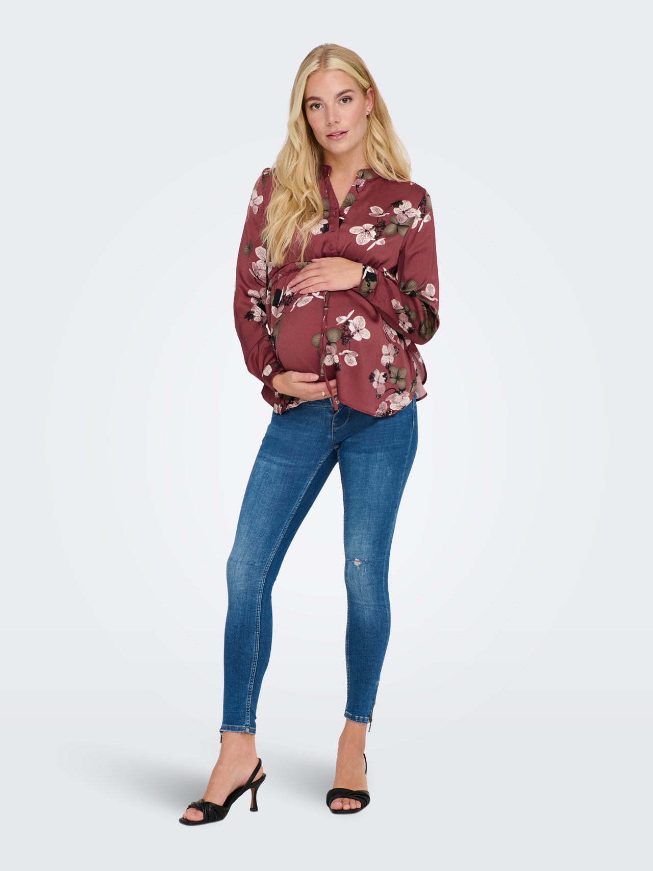 ONLY Mama - À manches 7/8 et col en V Top -Henna - 15272445
