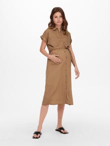 ONLY Mama kortärmad Skjortklänning -Tobacco Brown - 15272447