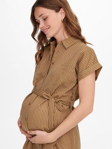 ONLY Normal geschnitten V-Ausschnitt Maternity Kurzes Kleid -Tobacco Brown - 15272447