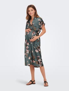 ONLY Regular Fit V-Neck Maternity Short dress -Balsam Green - 15272456