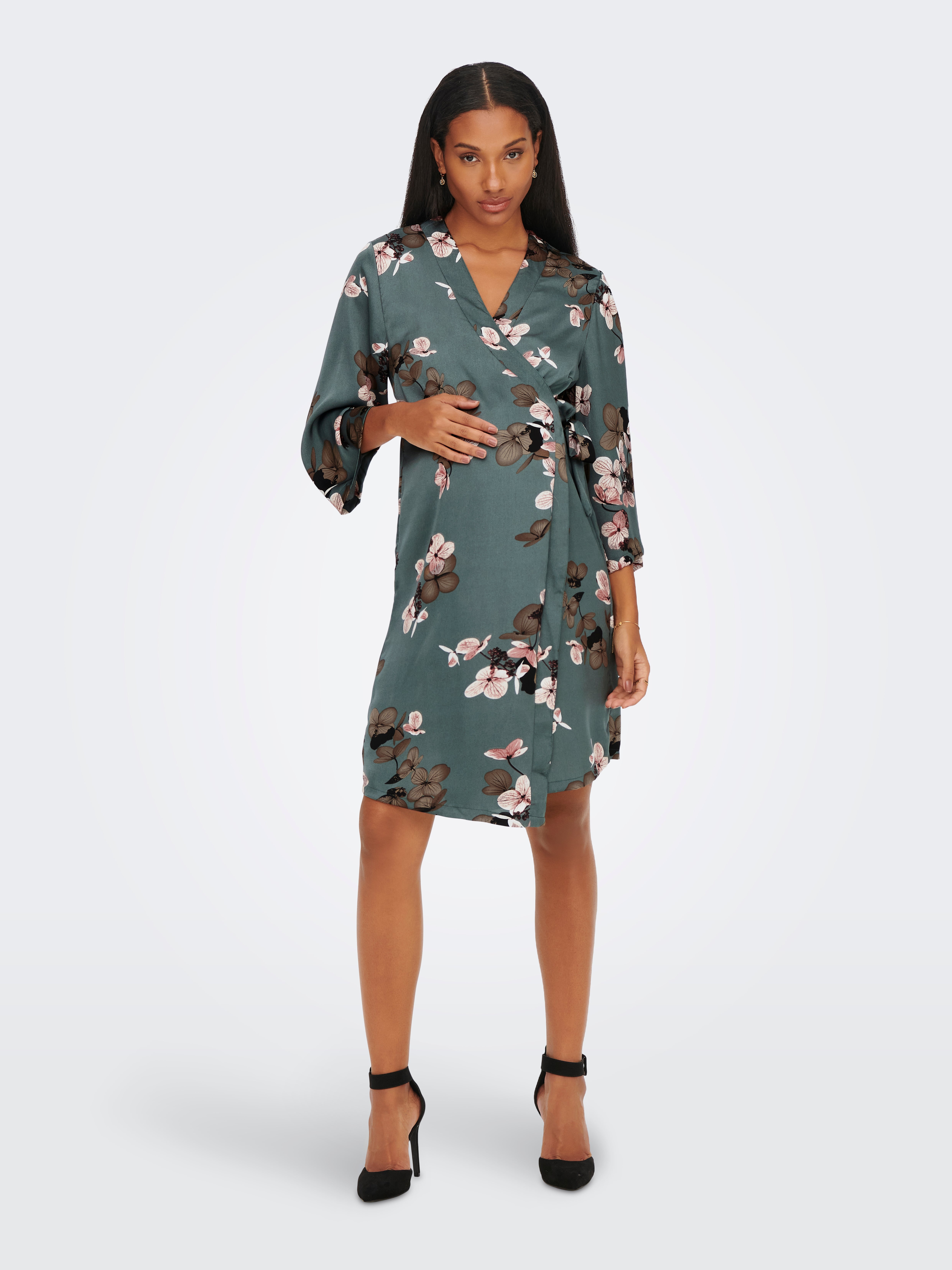 3/4 sleeved kimono Dress | Dark Green 