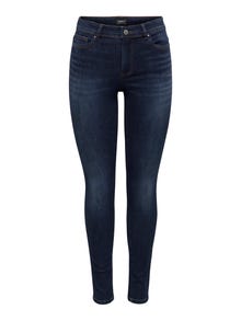 ONLY ONLWAUW MID WAIST Skinny Jeans -Dark Blue Denim - 15272480