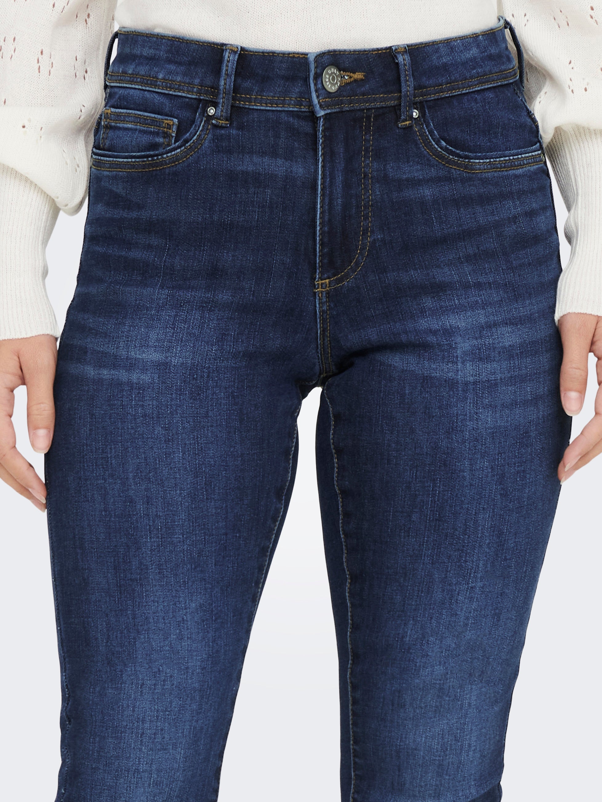 ONLWAUW Mittlere Taille Skinny Fit Jeans | Dunkelblau | ONLY®