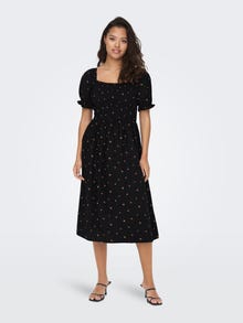 ONLY Regular Fit Square neck Ribbed cuffs Long dress -Black - 15272522