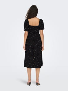 ONLY Normal geschnitten Trapezausschnitt Gerippte Ärmelbündchen Langes Kleid -Black - 15272522