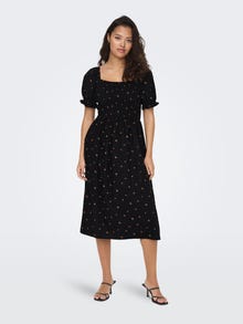 ONLY Regular Fit Square neck Ribbed cuffs Long dress -Black - 15272522