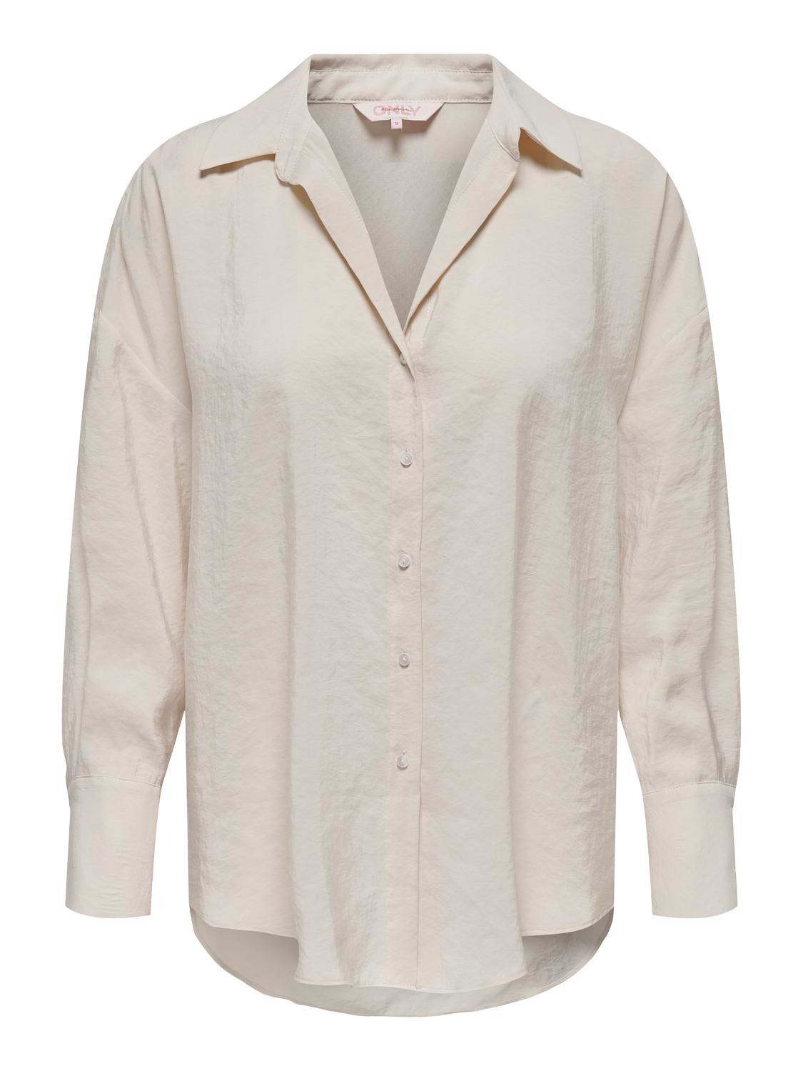ONLY Locker geschnitten Hemdkragen Ärmelbündchen mit Knopf Tief angesetzte Schulter Hemd -Antique White - 15272523