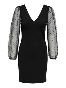 ONLY Robe courte Bodycon Fit Col en V Manches bouffantes -Black - 15272663